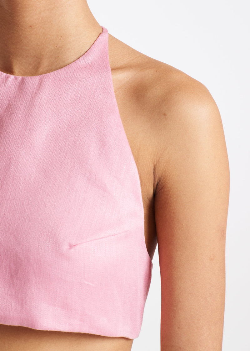 Marseille Bubblegum Heavy Linen Crop Top