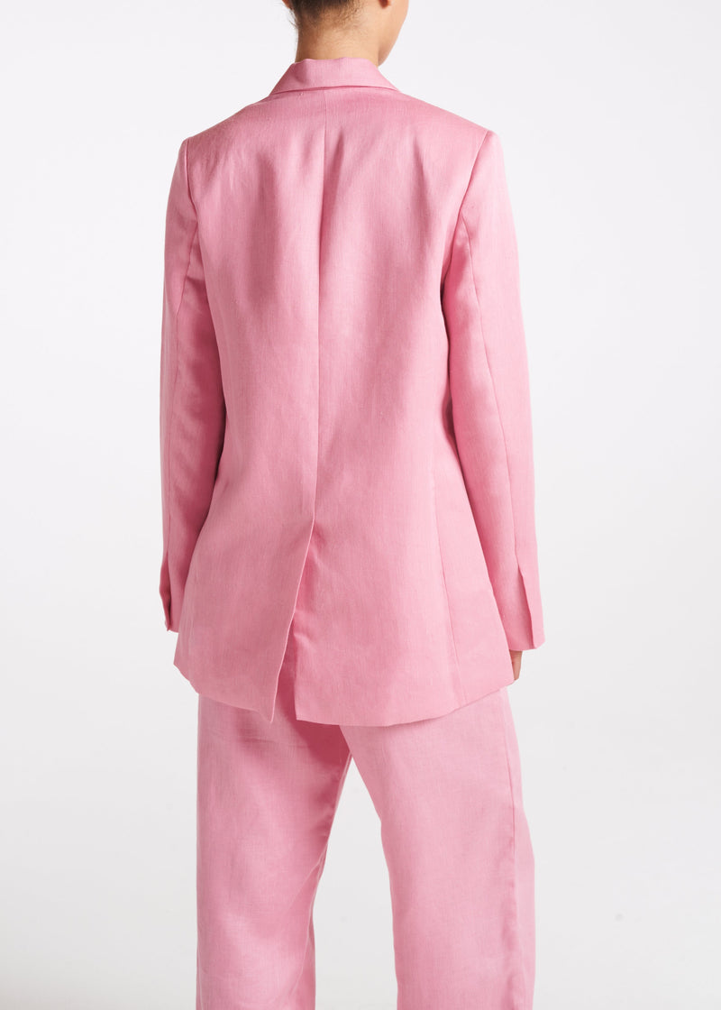 Azores Bubblegum Heavy Linen Blazer