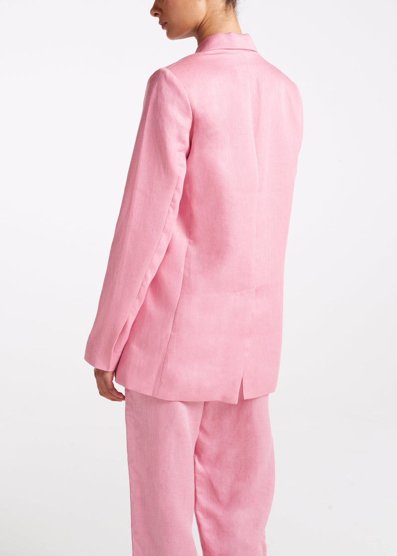 Azores Bubblegum Heavy Linen Blazer
