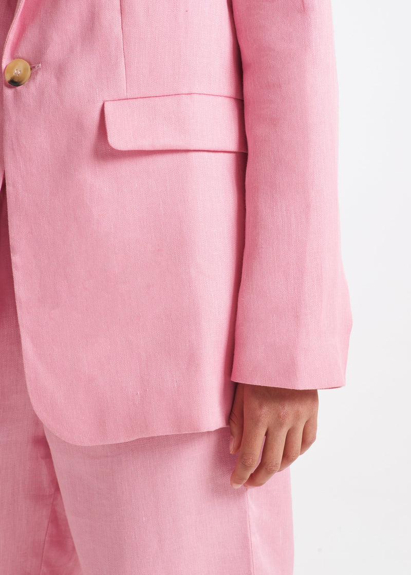 Azores Bubblegum Heavy Linen Blazer