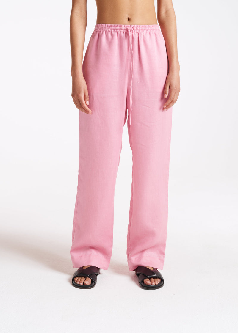 Aurelia Bubblegum Heavy Linen Trouser