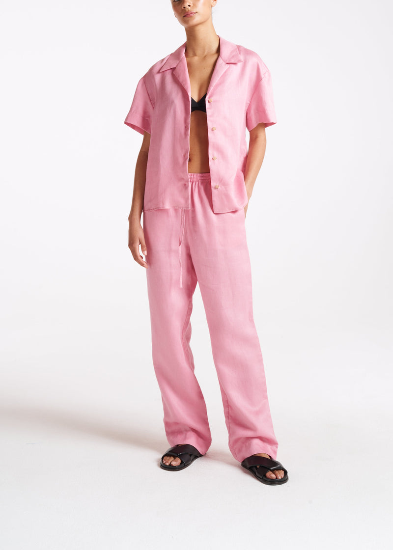 Aurelia Bubblegum Heavy Linen Trouser