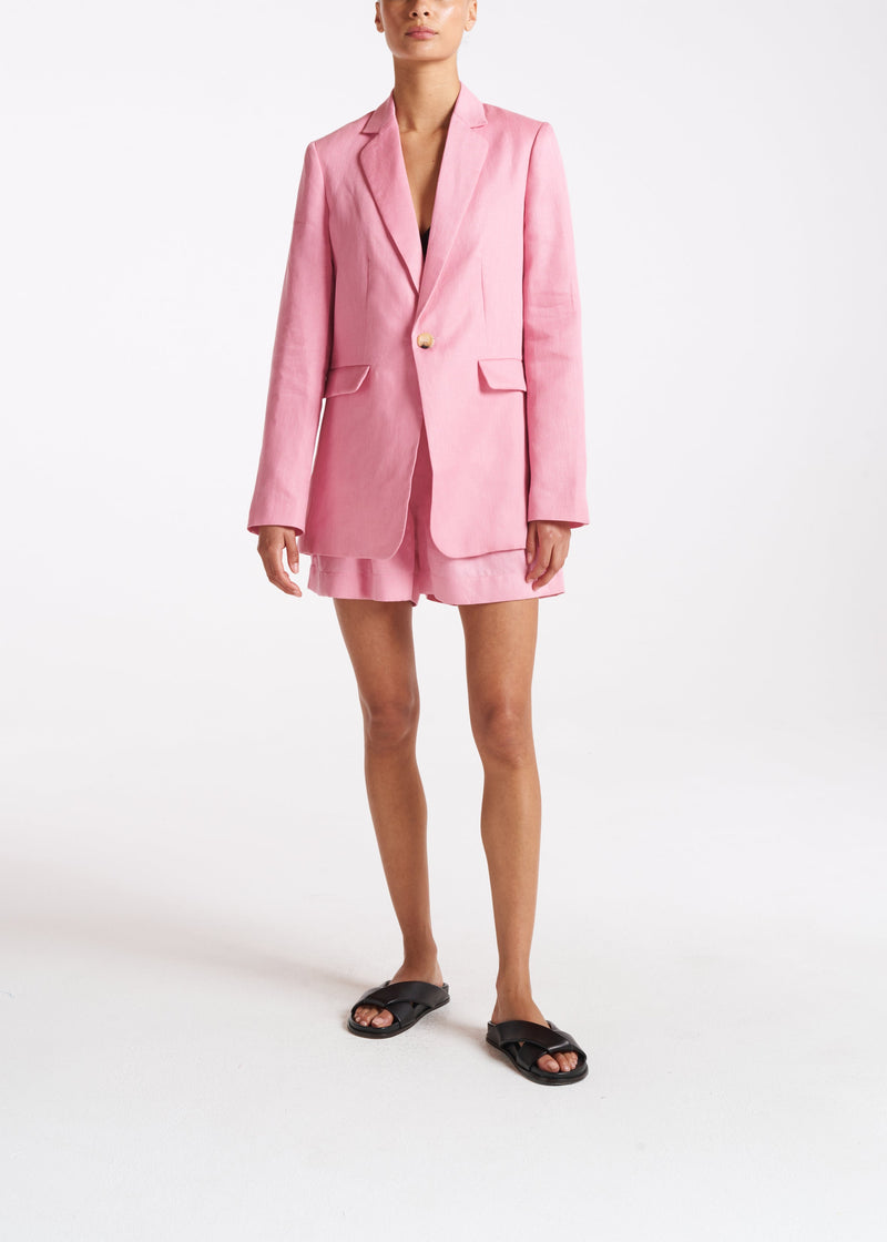 Azores Bubblegum Heavy Linen Blazer