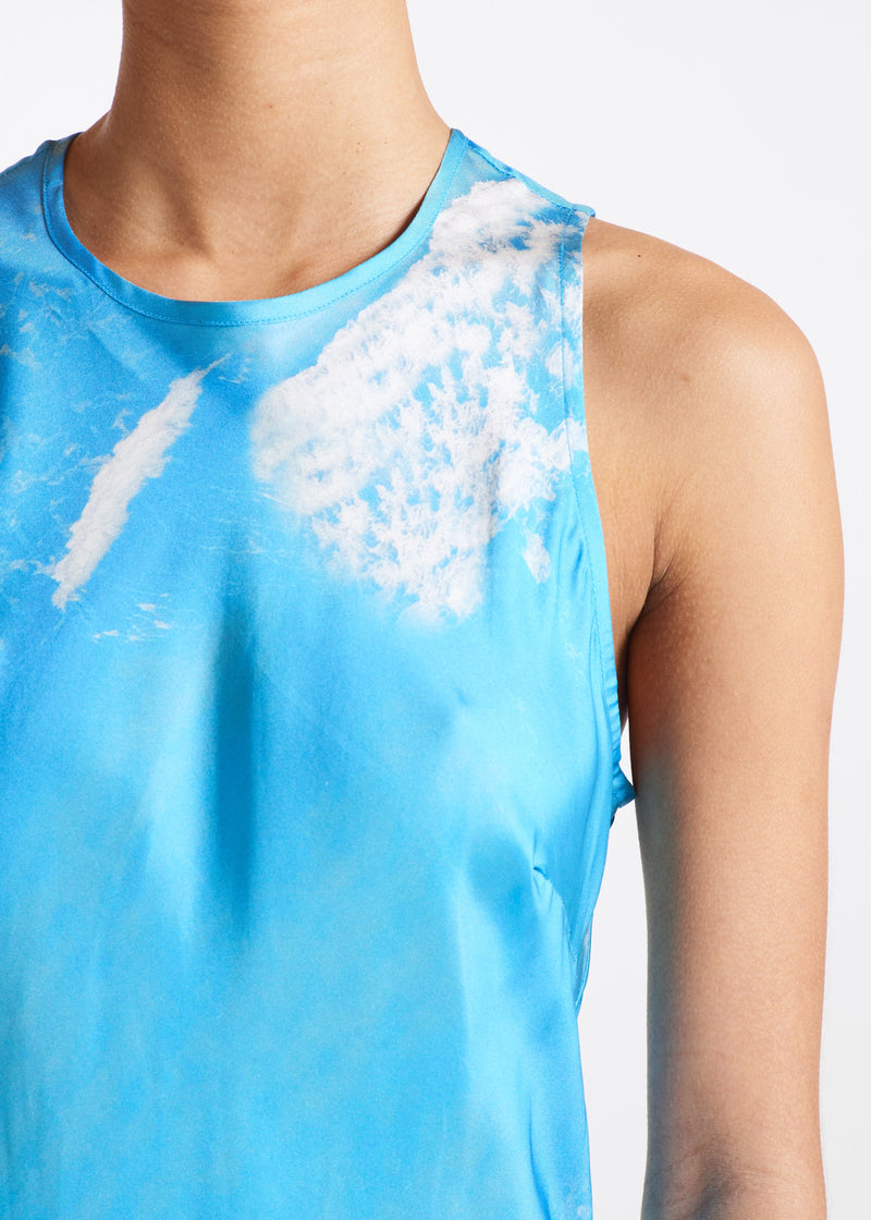 Valencia Wave Print Twill Silk Dress
