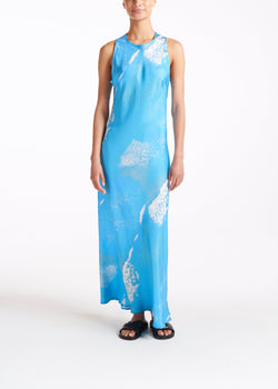 Valencia Wave Print Twill Silk Dress