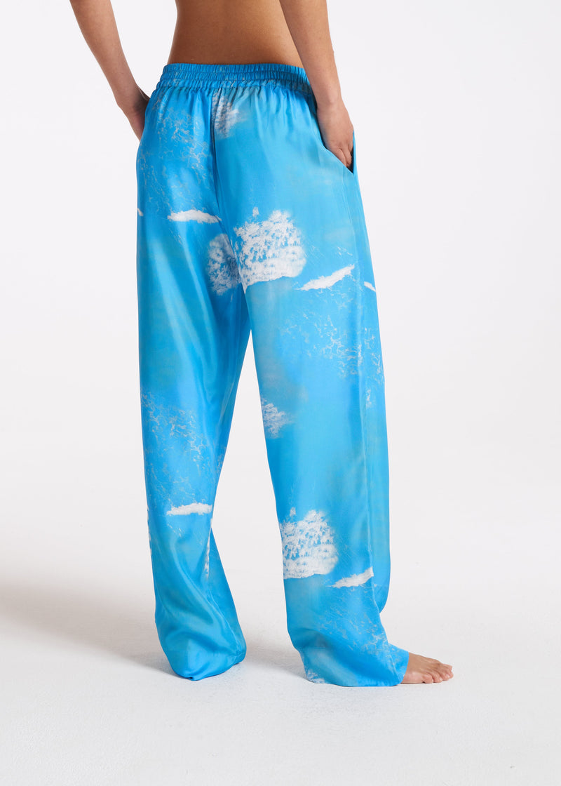 London Pyjama Bottom Wave Print Silk Twill