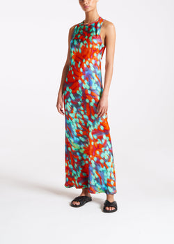 Valencia Wobble Print Silk Twill Long Dress