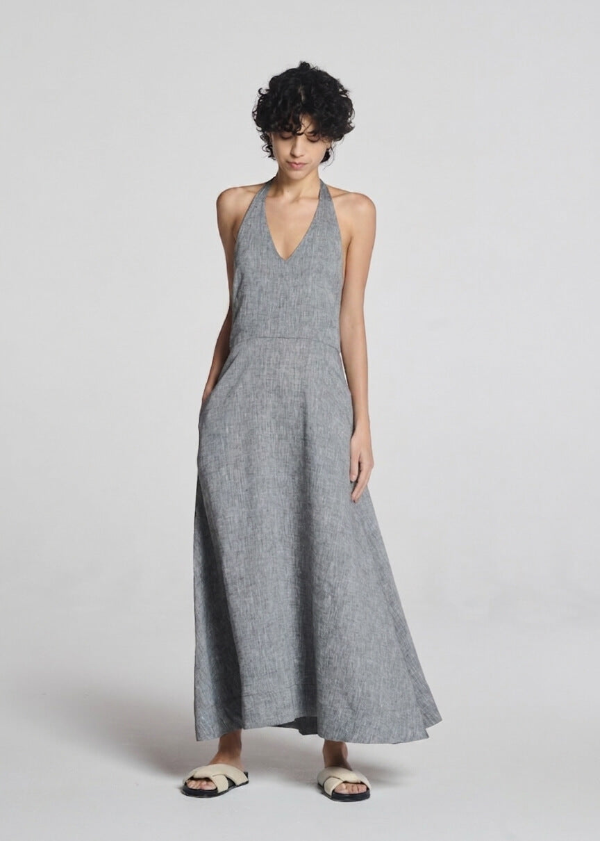 Garda Dress Heathered Grey Linen