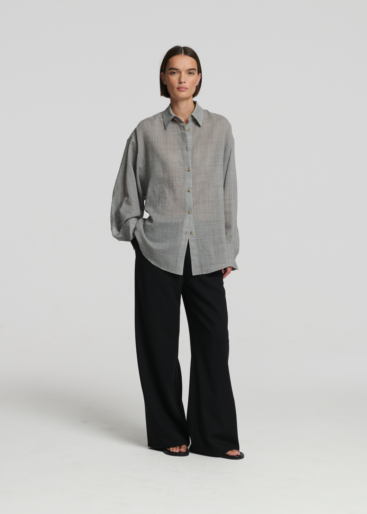 Georgia Shirt Light Grey 100% Virgin Wool