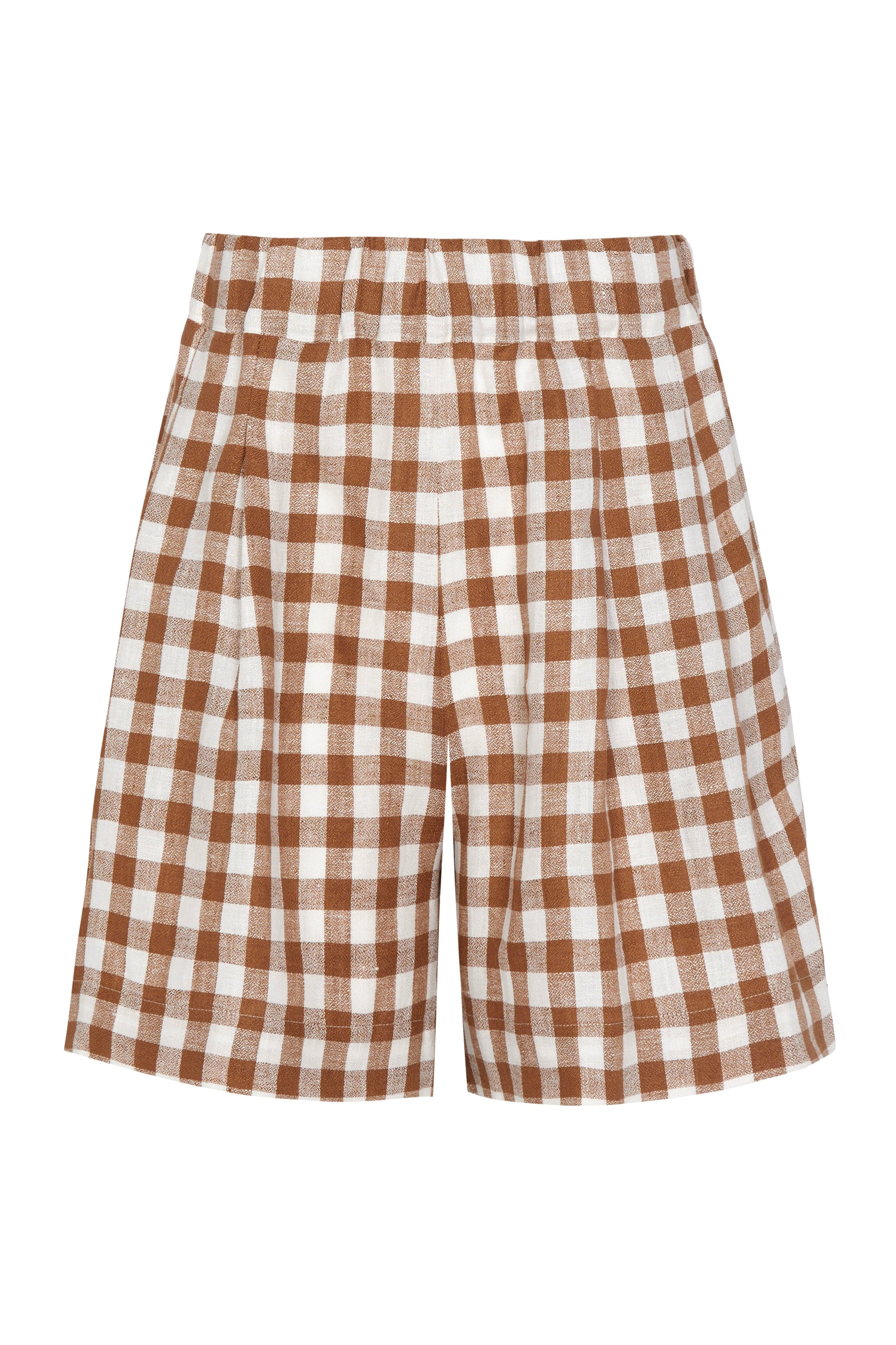 Zurich Short Brown Check Linen