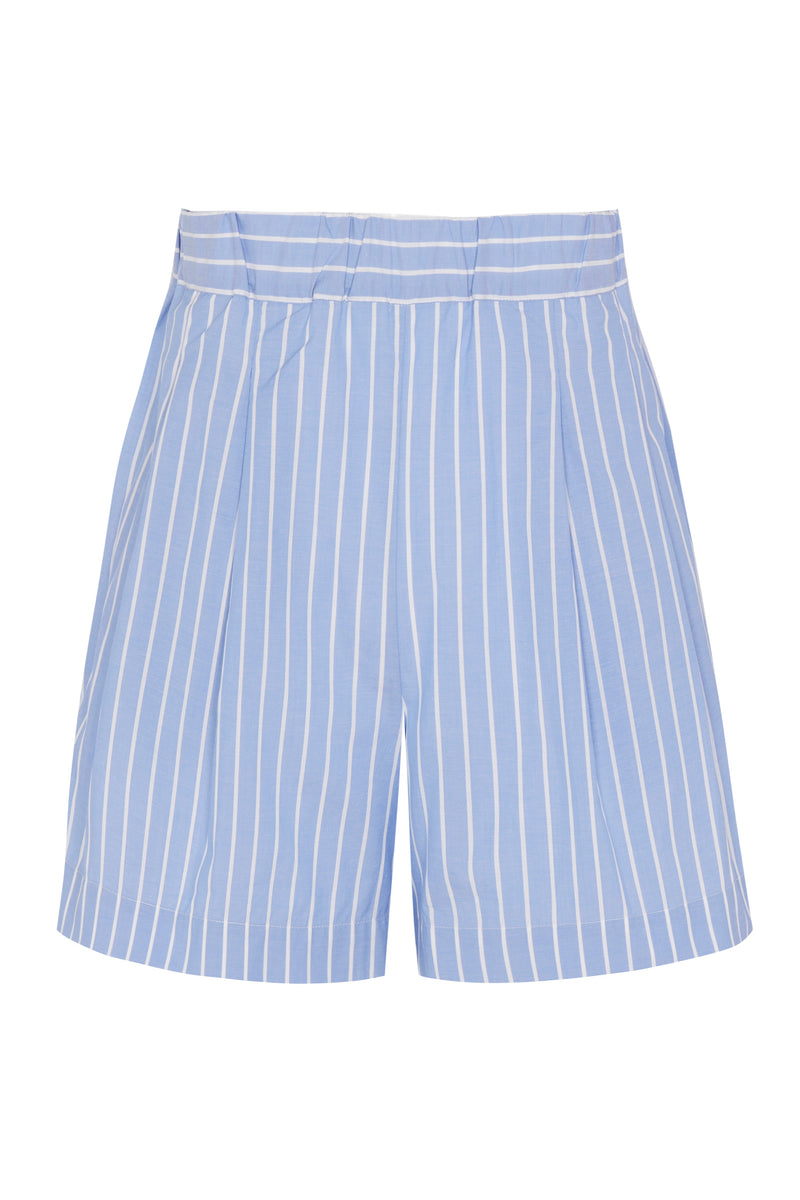 Zurich Blue & White Stripe Cotton Silk Short