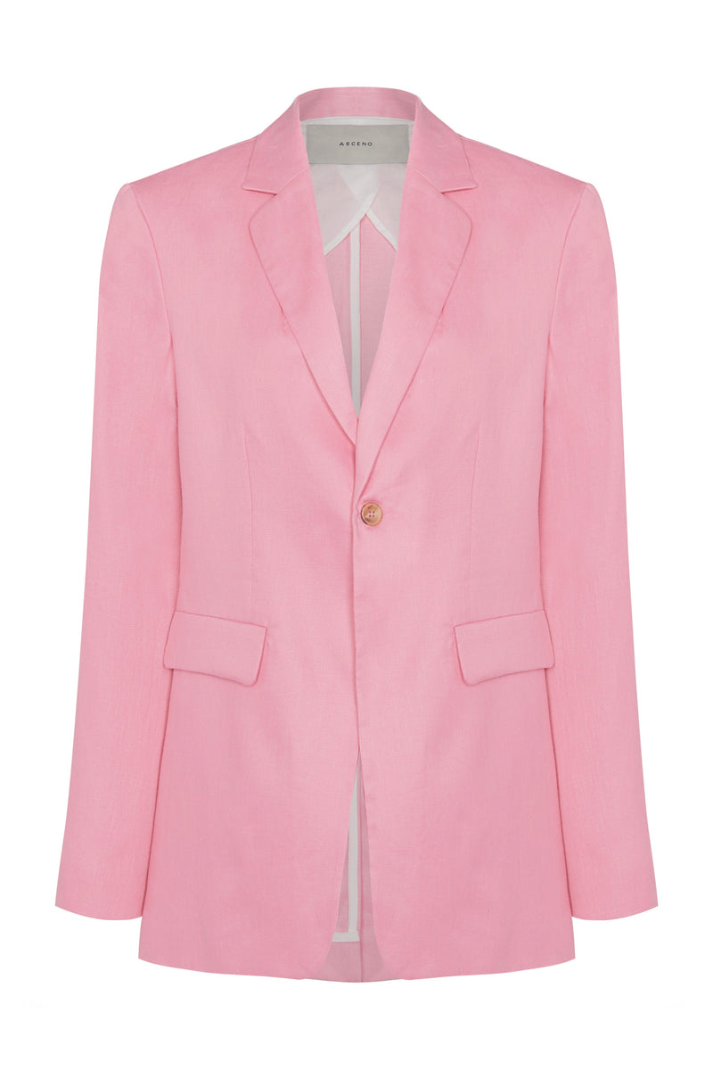 Azores Bubblegum Heavy Linen Blazer