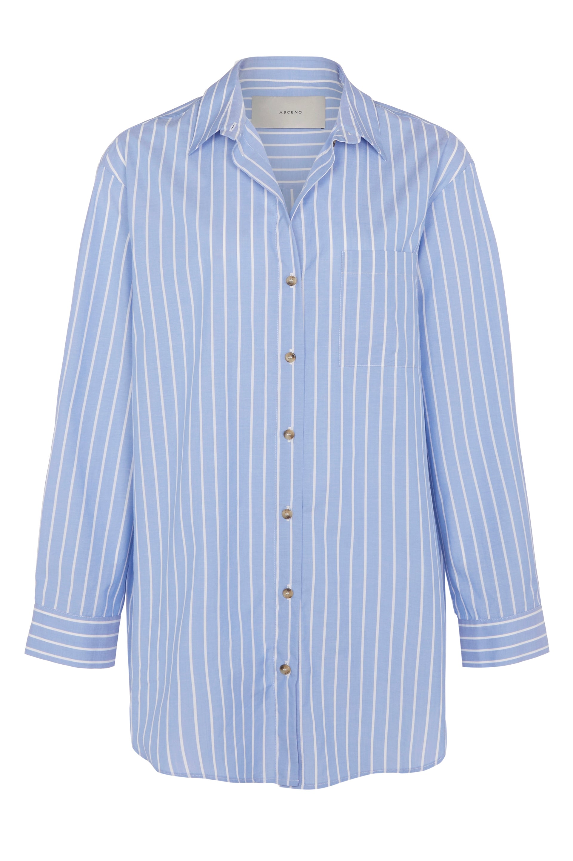 Formentera Shirt Blue & White Stripe Cotton Silk