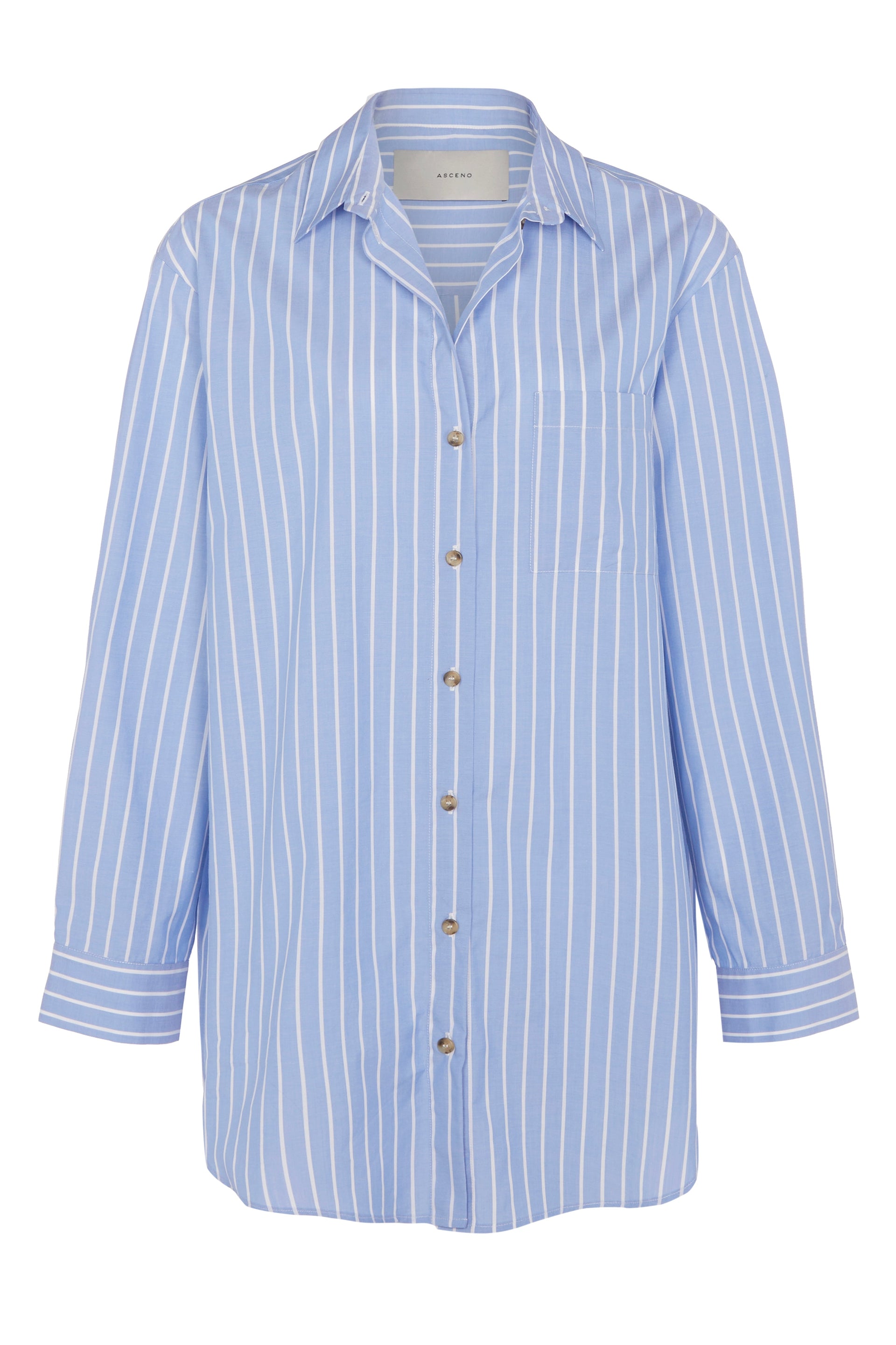 Formentera Blue & White Stripe Cotton Silk Shirt