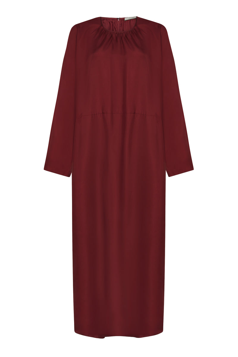 Rhodes Dress Burgundy Silk Twill
