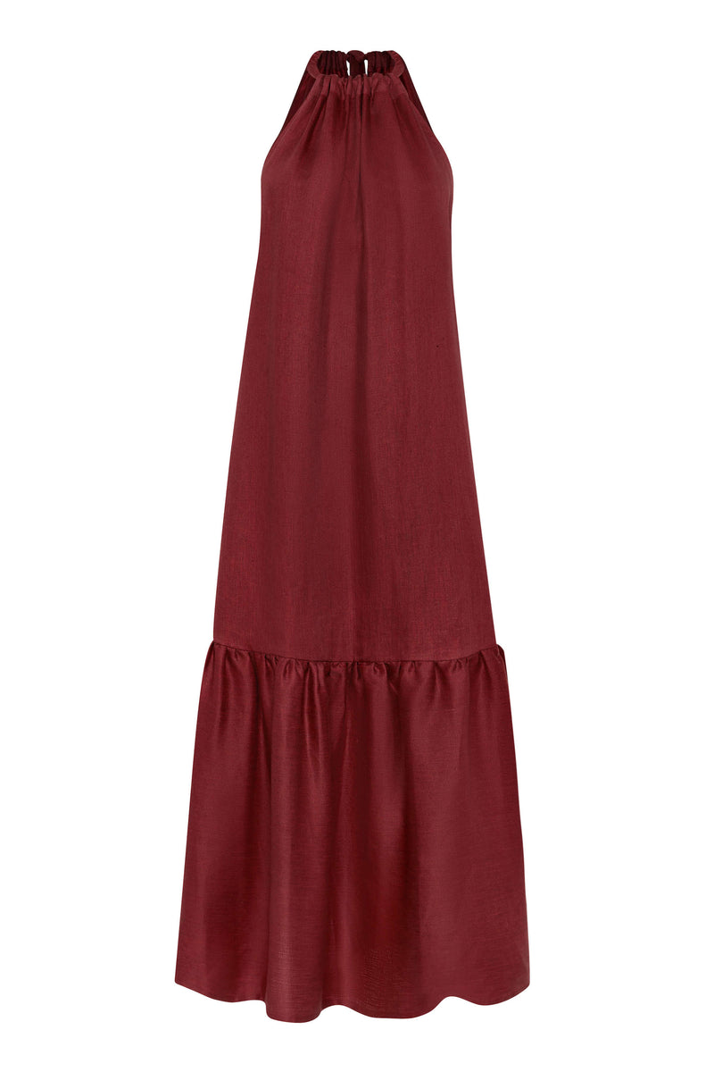 Ibiza Dress Merlot Heavy Linen