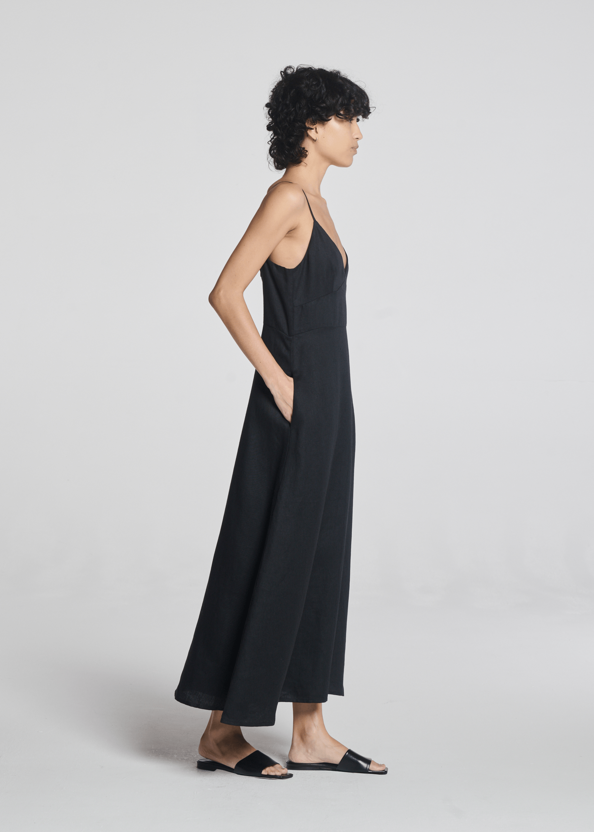 Ida Dress Black Heavy Linen