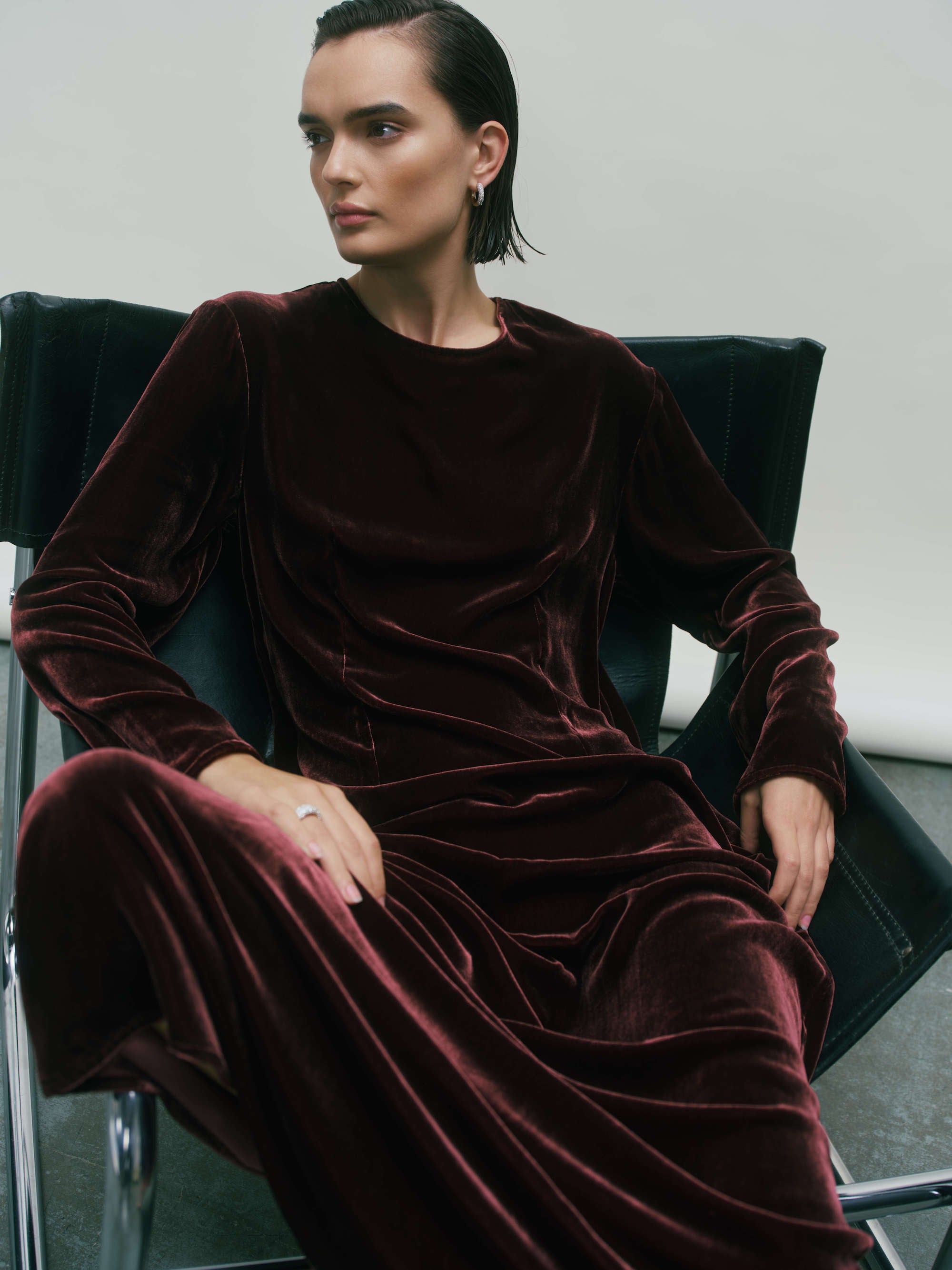 Jody Dress Maroon Viscose Velvet