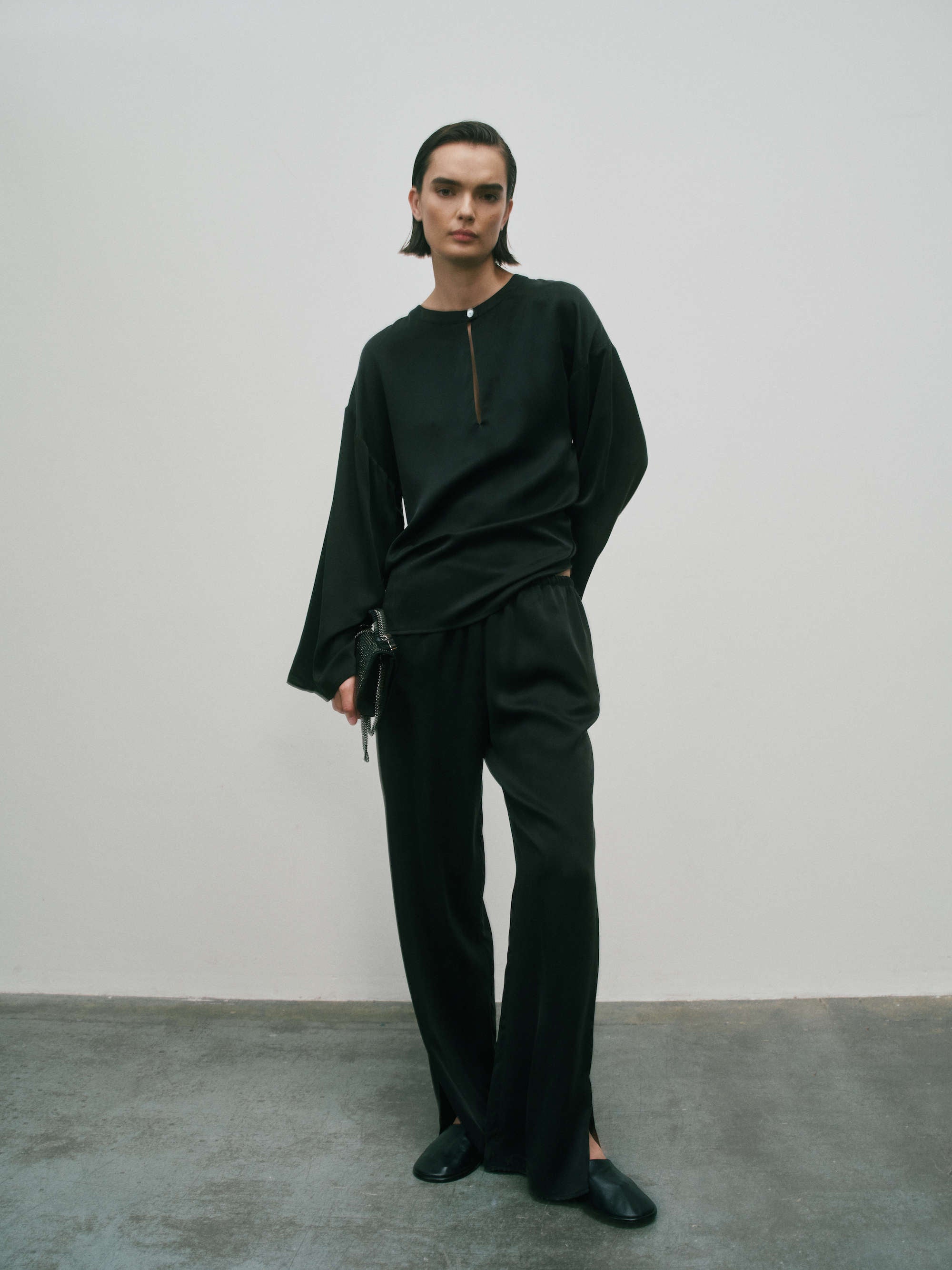 Loreto Trouser Black Silk Charmeuse