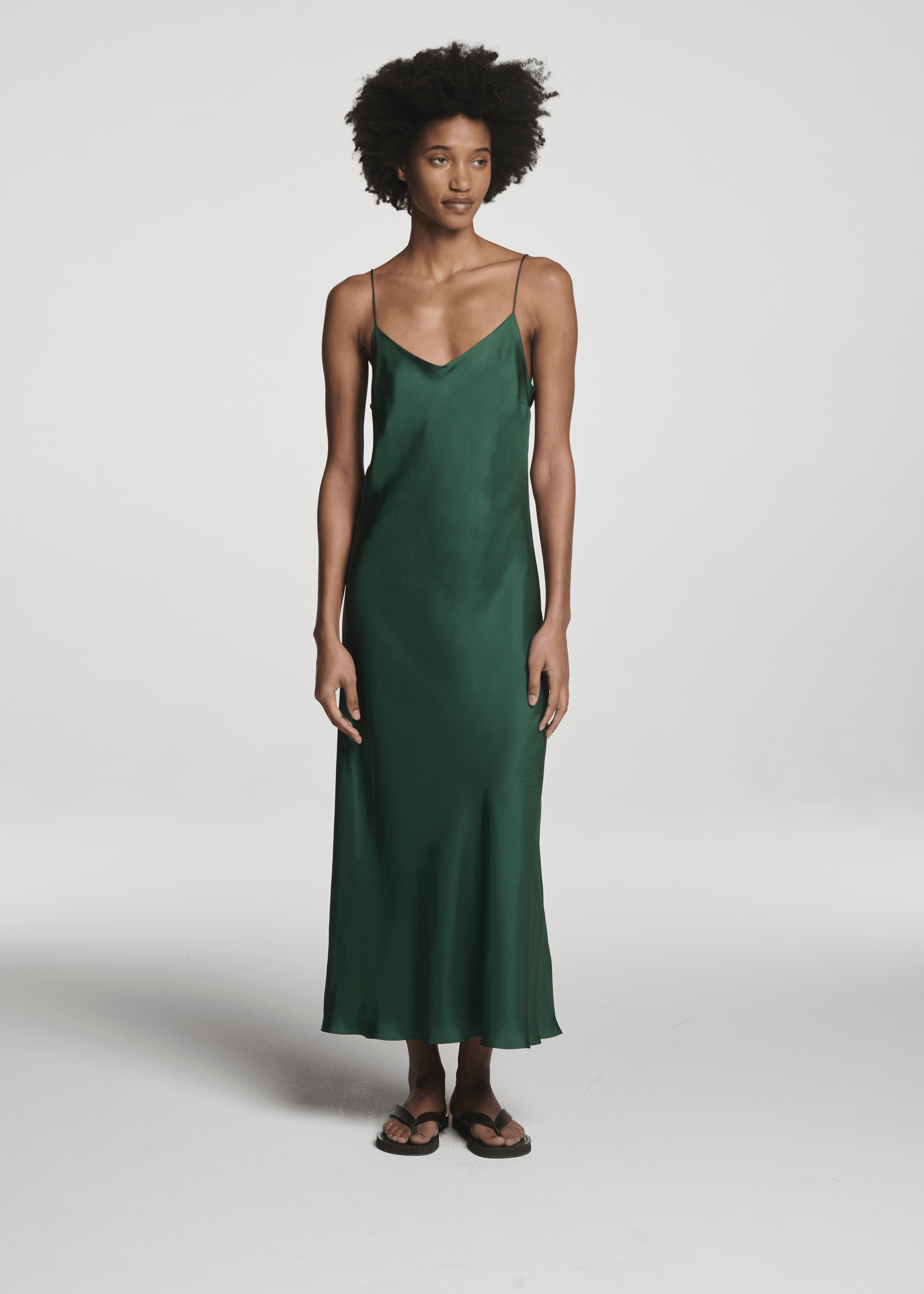 Lille Dress Fern Green Silk Twill