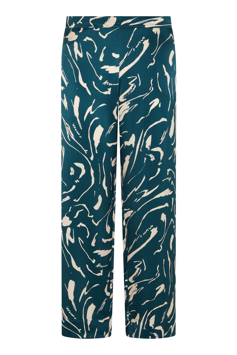 London Pyjama Bottom Teal Tide Silk Charmeuse