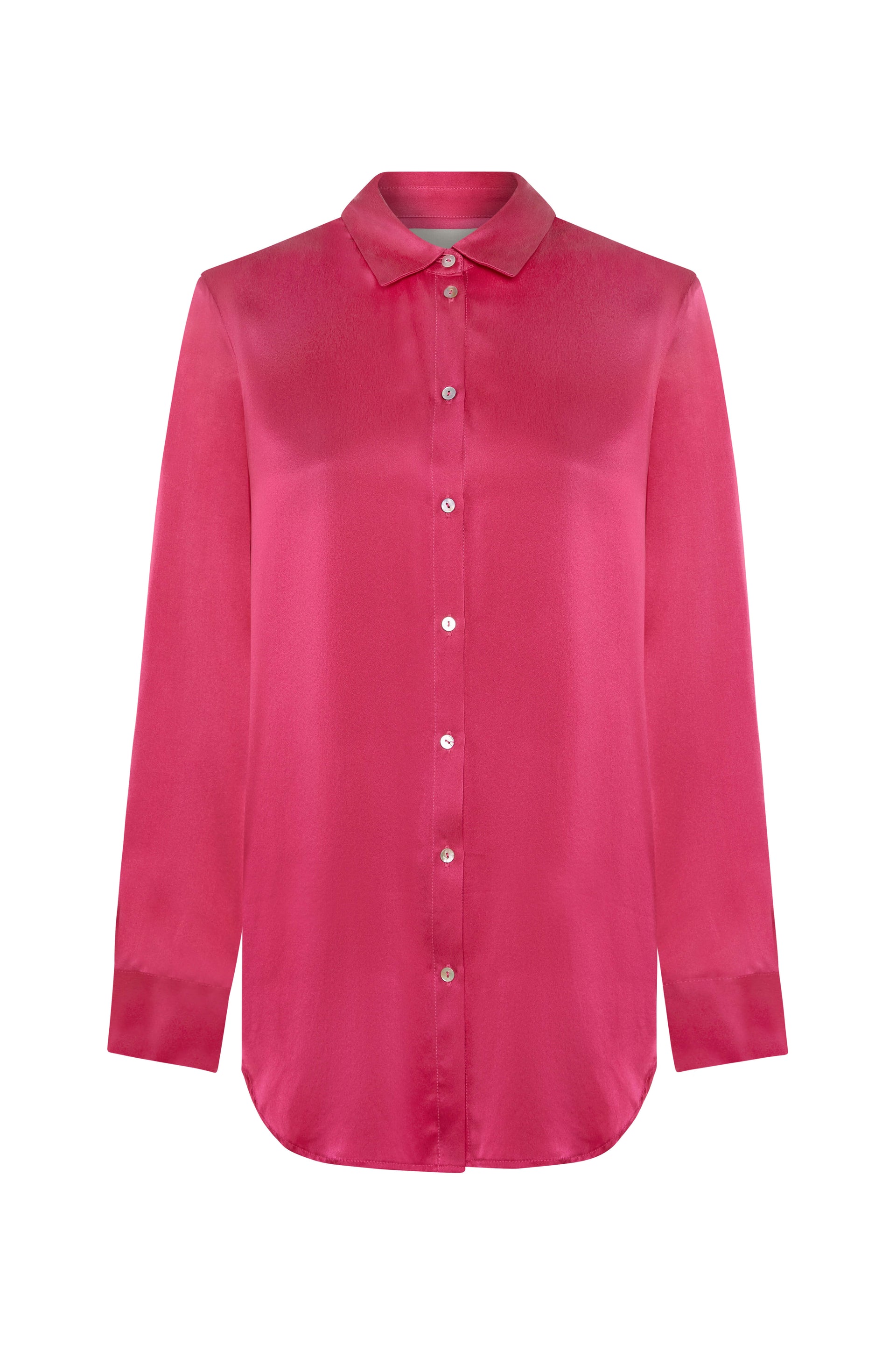 London Pyjama Top Hot Pink Silk Charmeuse
