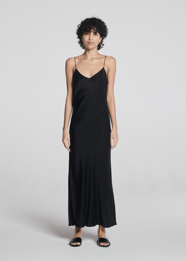 Lyon Slip Dress Black Silk