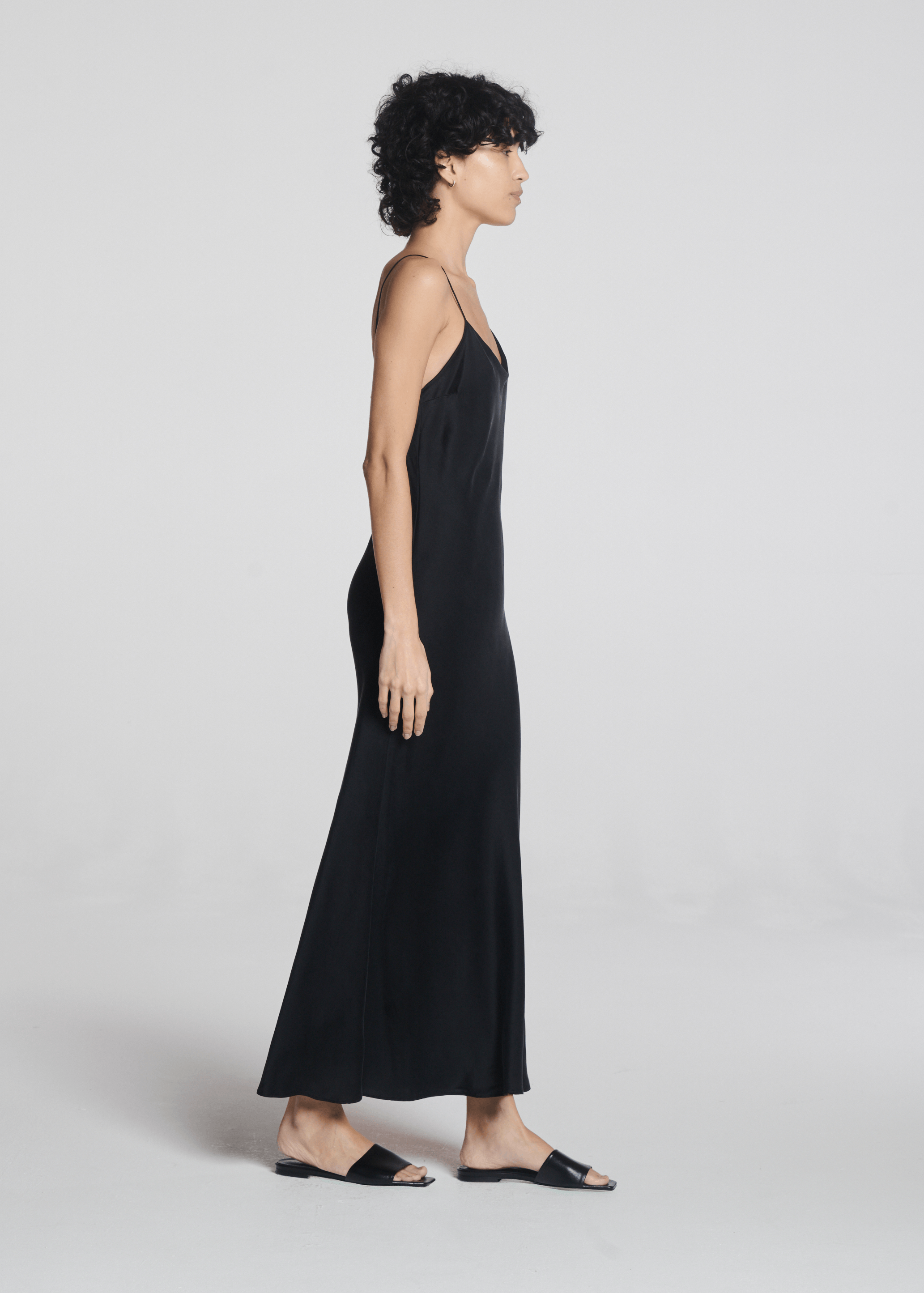 Lyon Slip Dress Black Silk