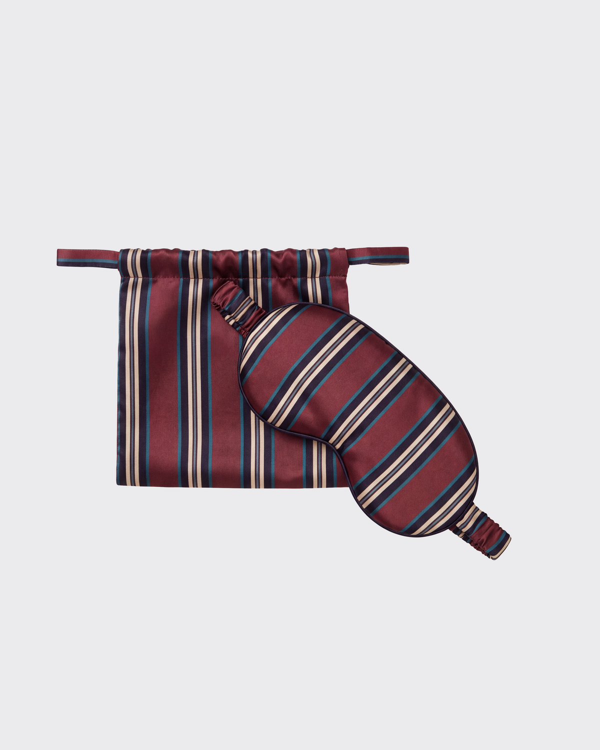 London Eye Mask Burgundy Stripe Silk Charmeuse