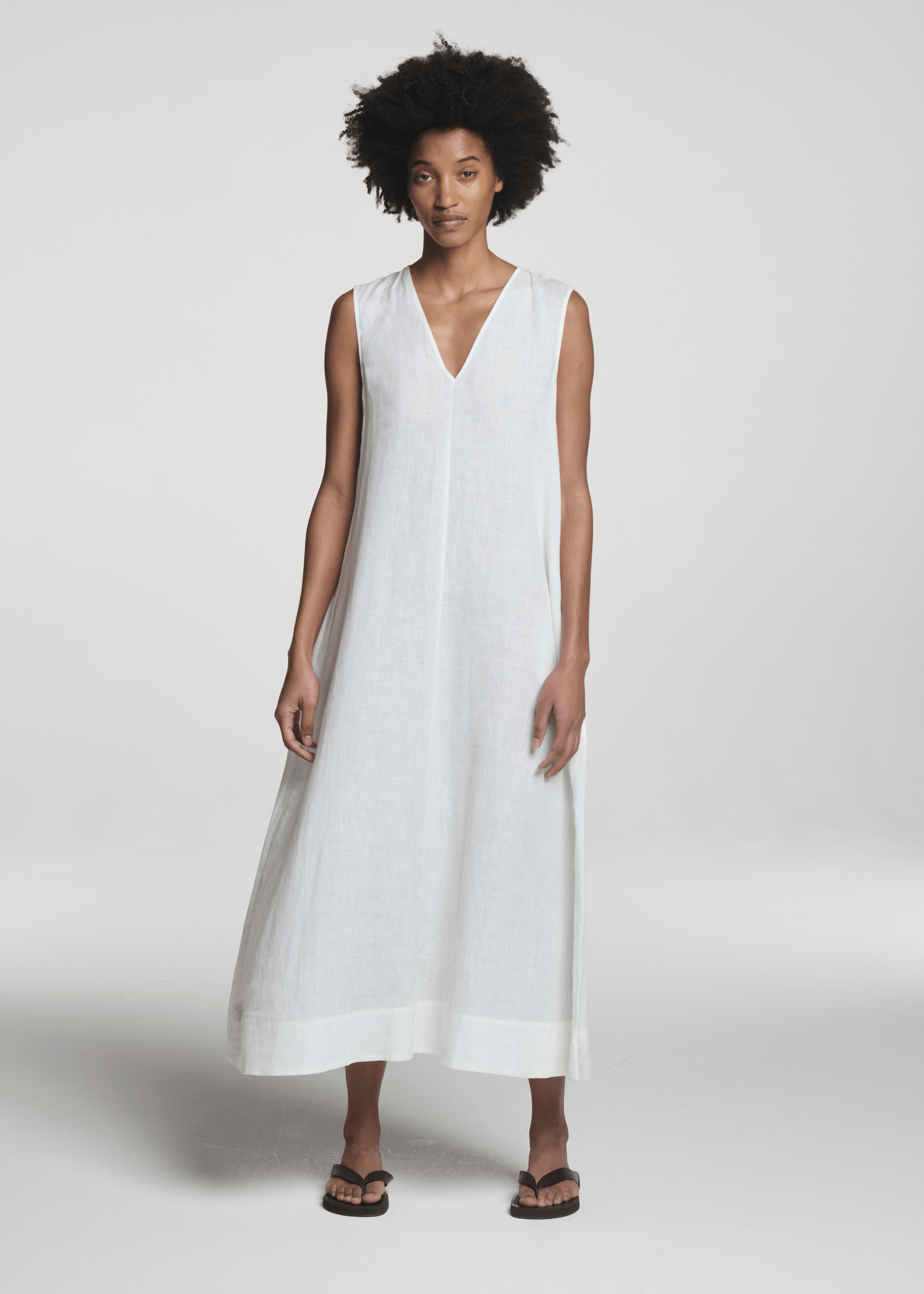 Nisha Dress White Organic Linen