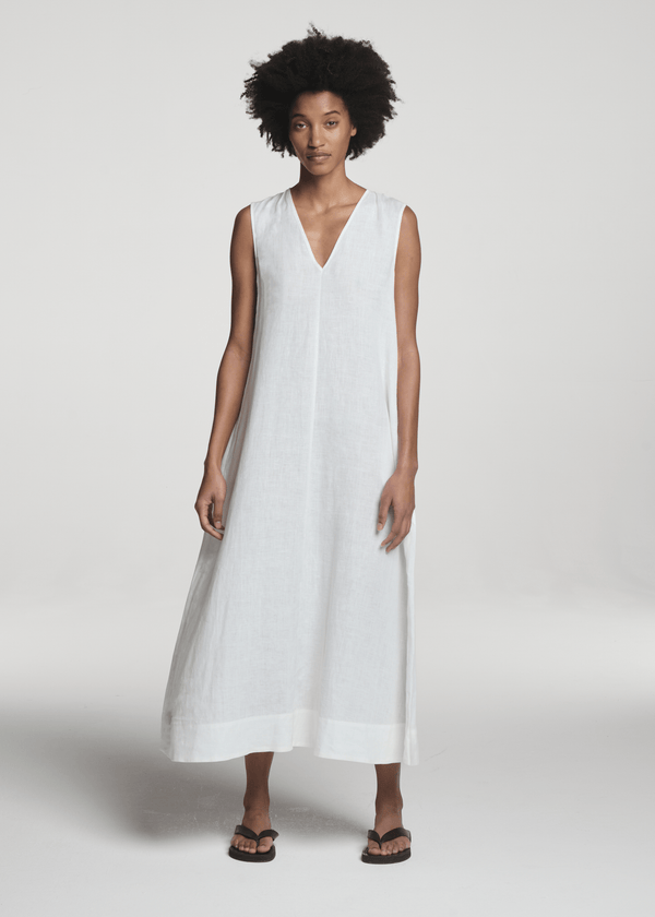 Nisha Dress White Organic Linen