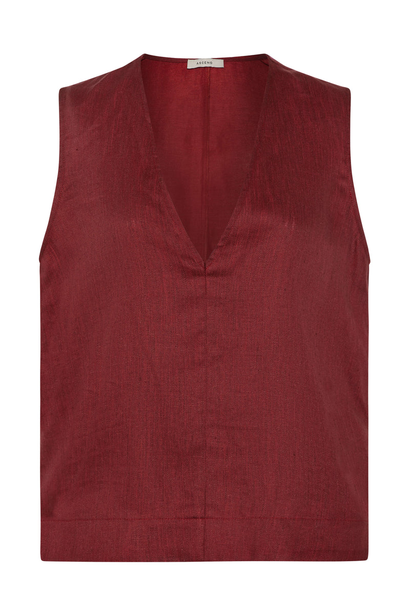 Phoebe Top Merlot Heavy Linen