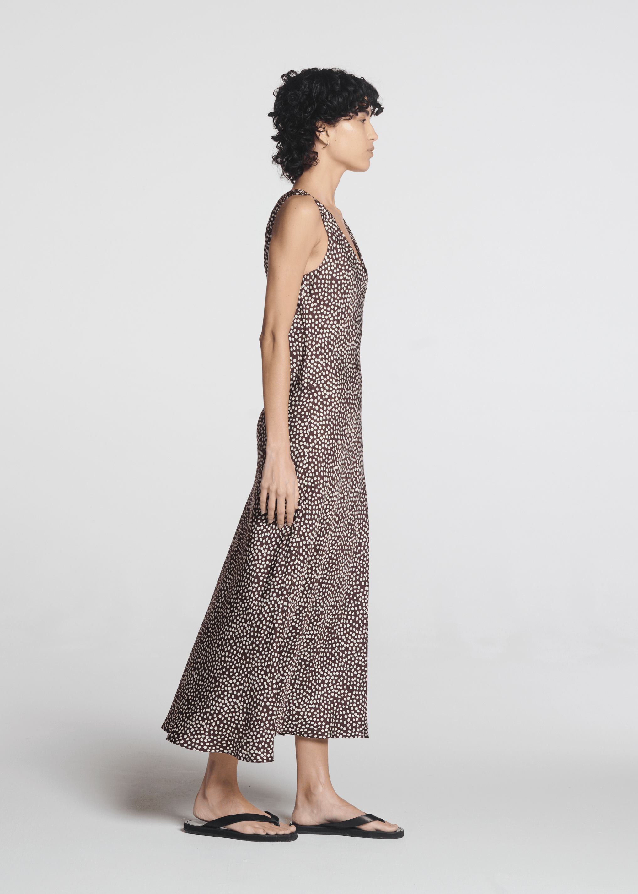 Provence Dress Pebble Brown Silk Twill