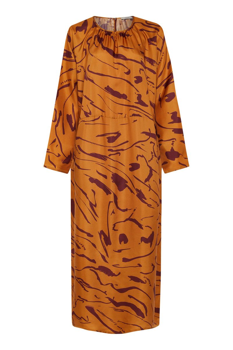 Rhodes Dress Ochre Tide Silk Twill