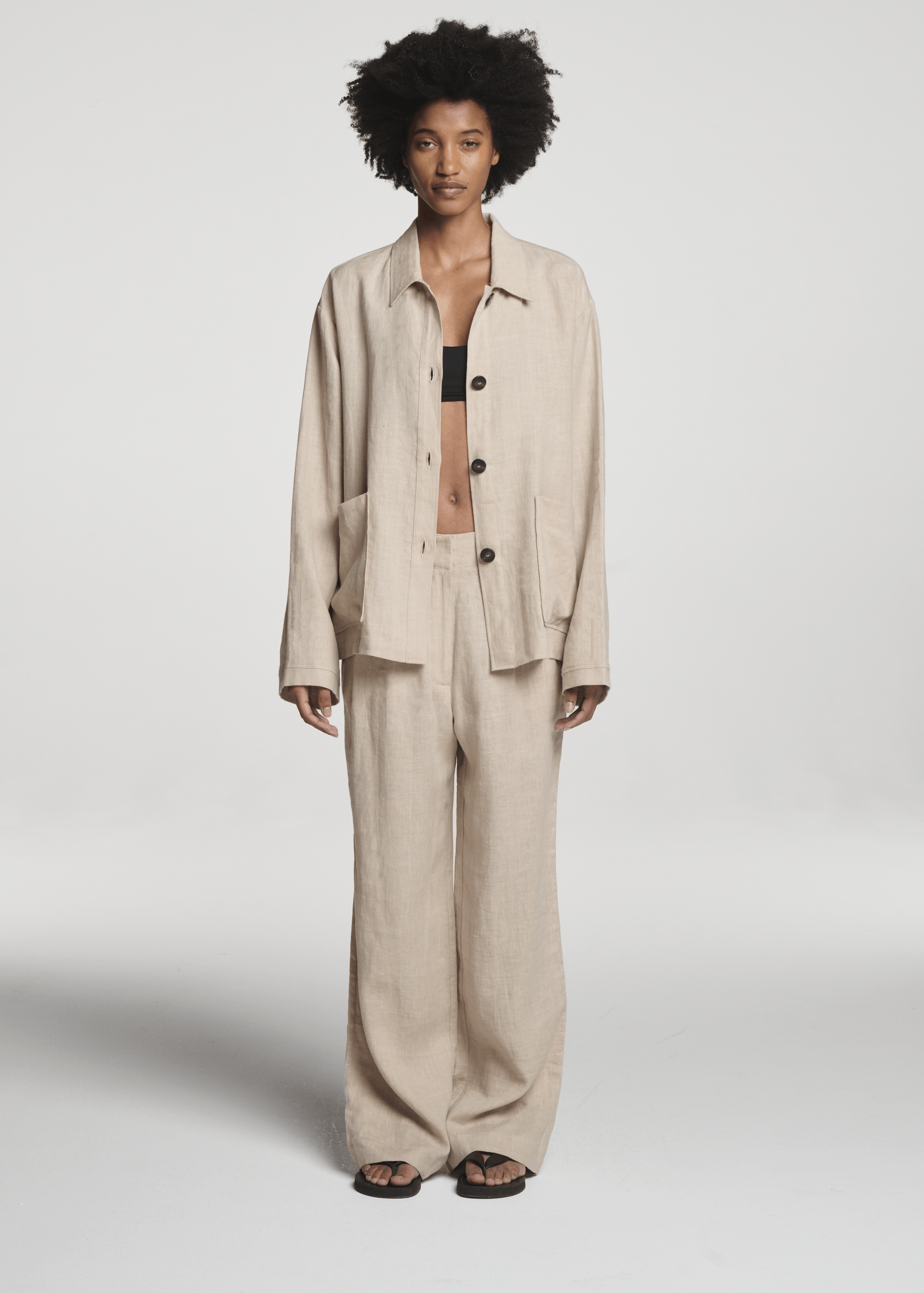 Rivello Trouser Heathered Sand Linen
