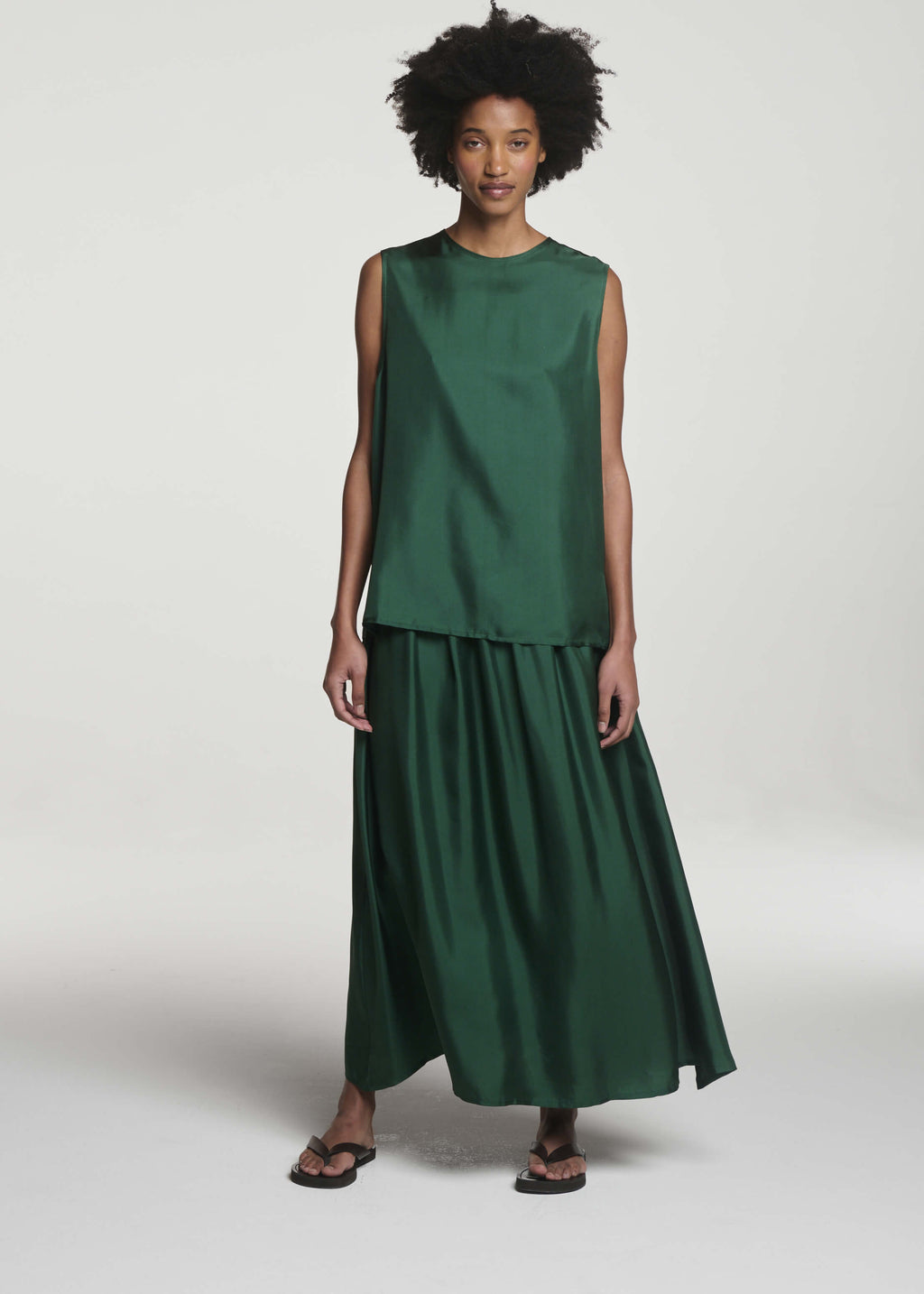 Roma Skirt Fern Silk Twill
