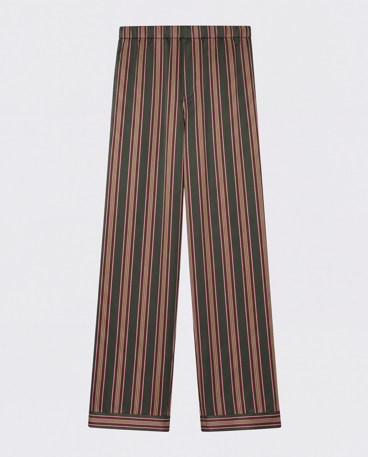 Rosa Trouser Green Stripe Silk Charmeuse