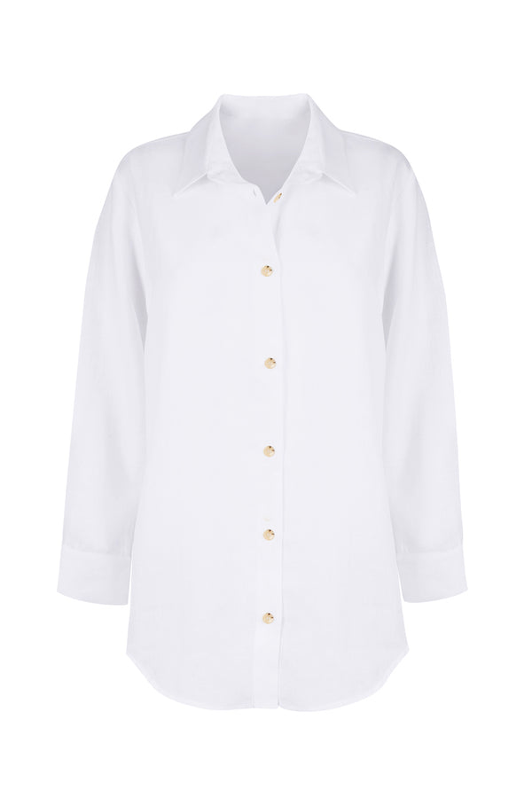 London Pyjama Top White Organic Linen