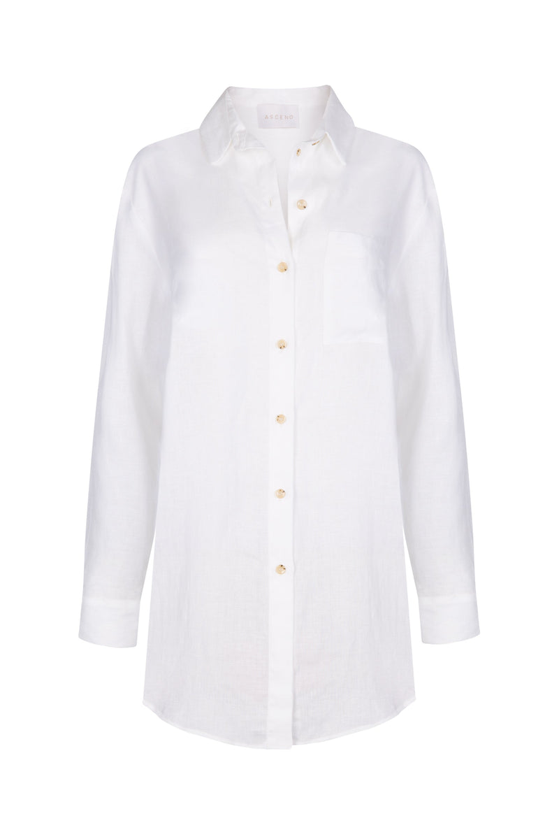 White Linen Boyfriend Shirt | Boyfriend White Shirt | White Oversized Shirt