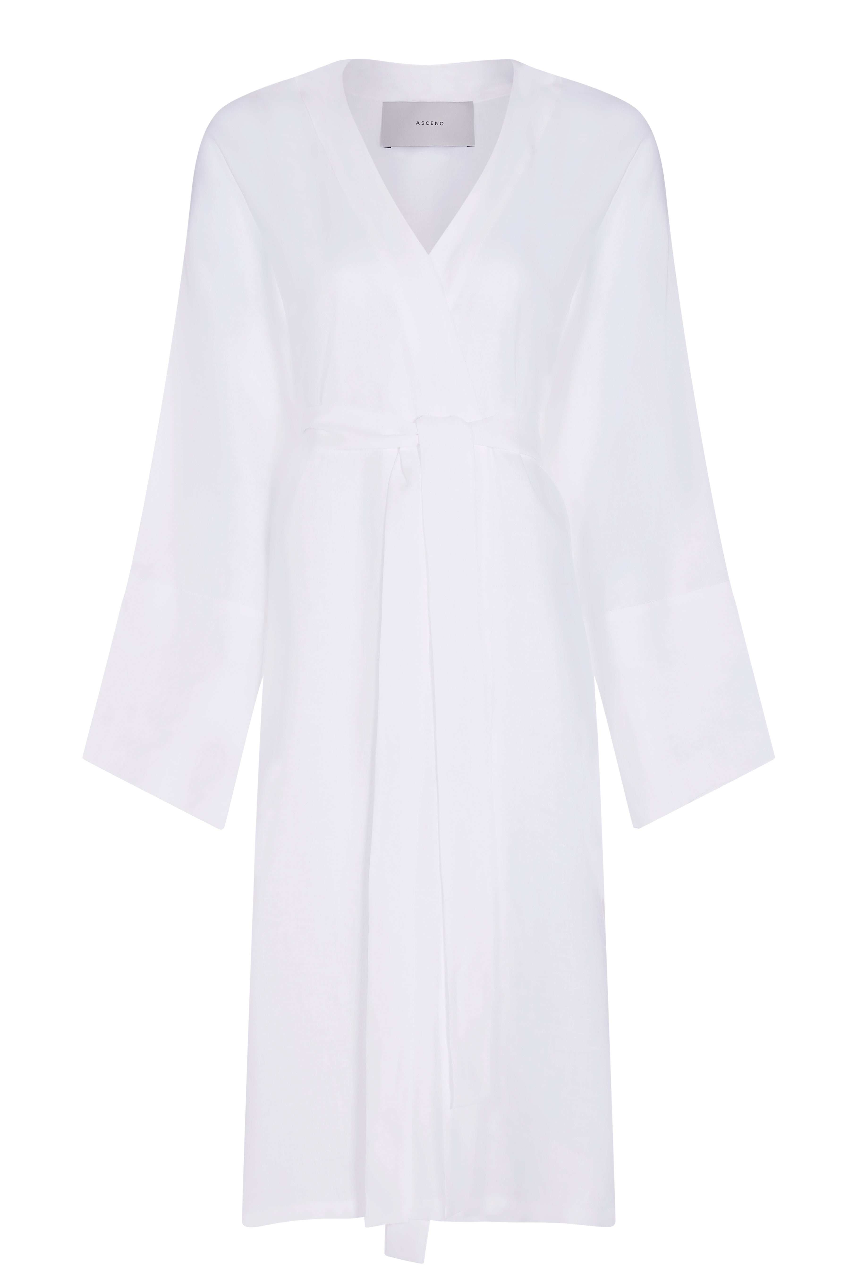 Athens White Linen Robe | White Organic Linen Long Robe