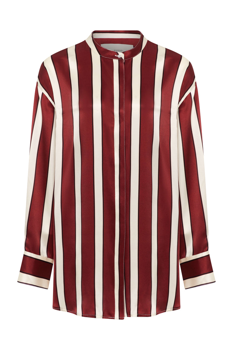 Mantera Shirt Ruby Bold Stripe Silk Charmeuse