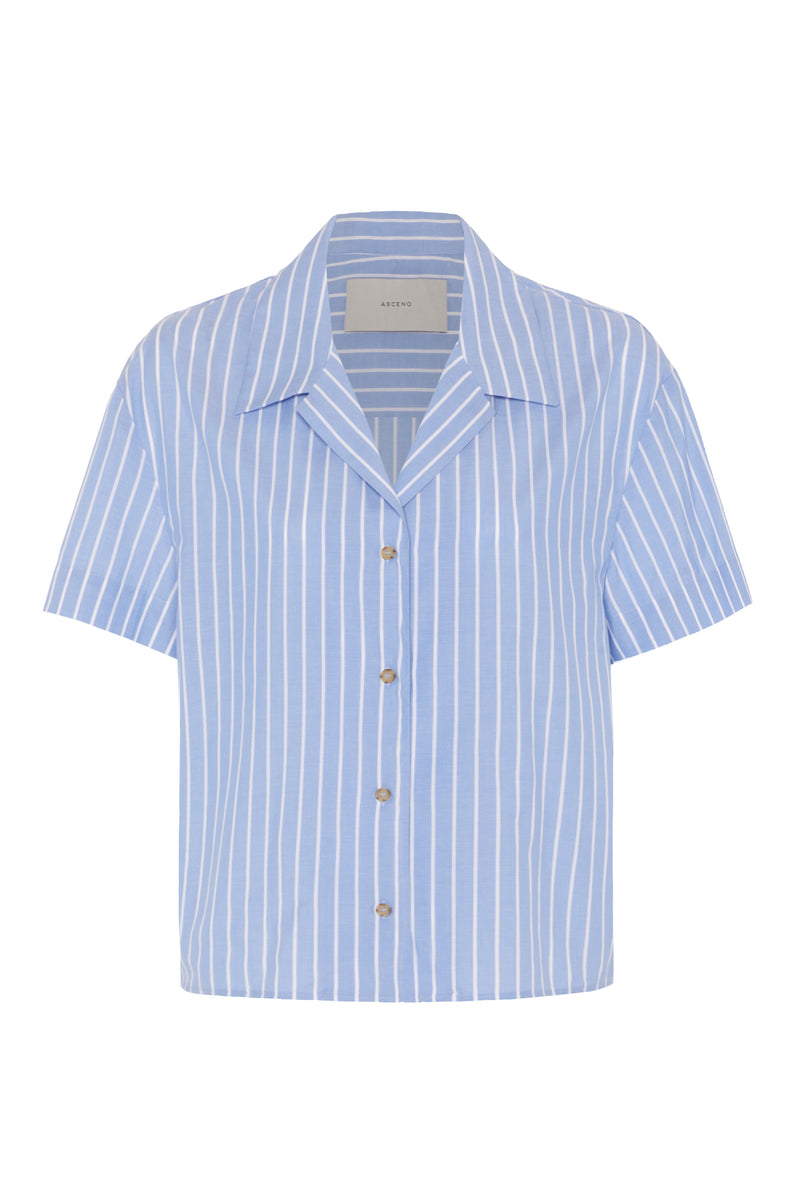 Prague Blue & White Stripe Cotton Silk Shirt