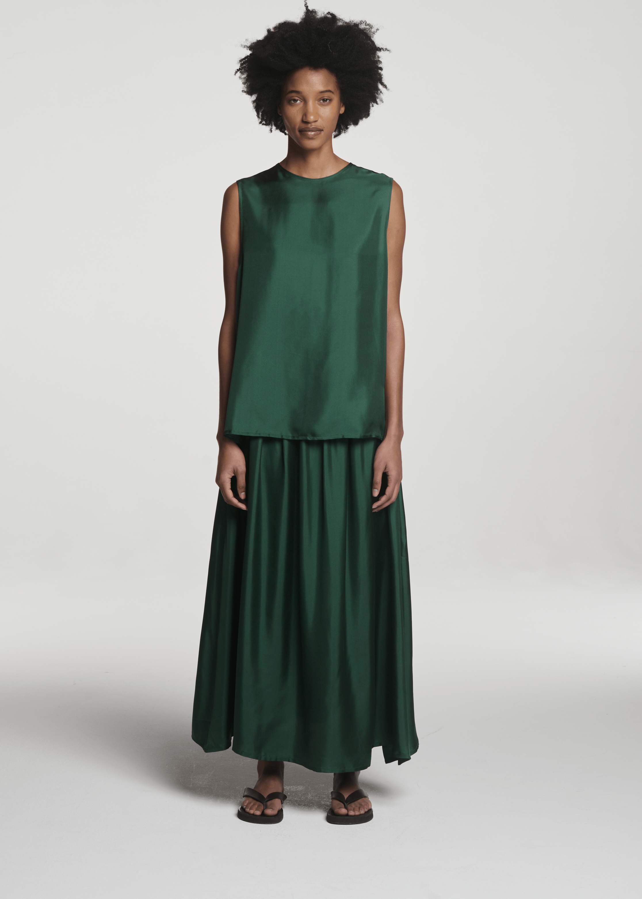 Trento Top Fern Green Silk Twill