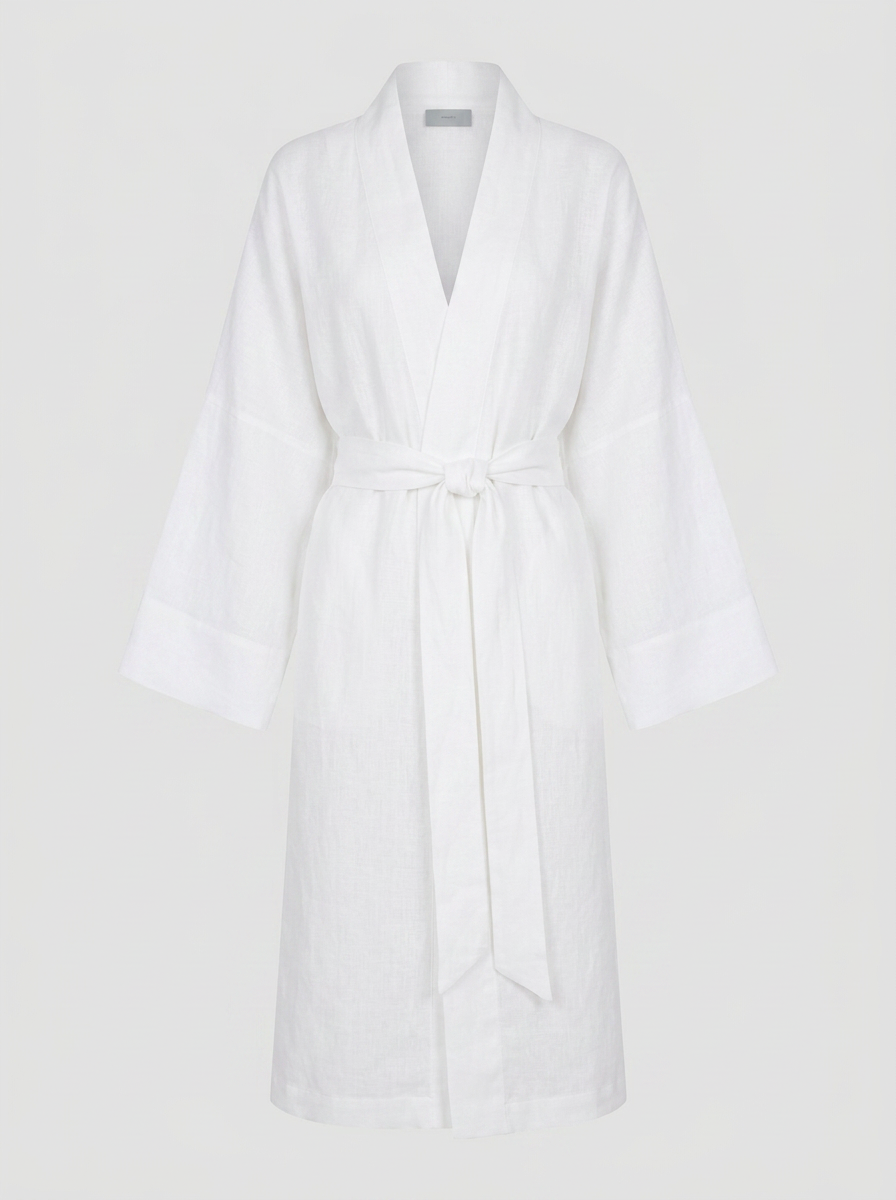 Athens Robe White Organic Linen