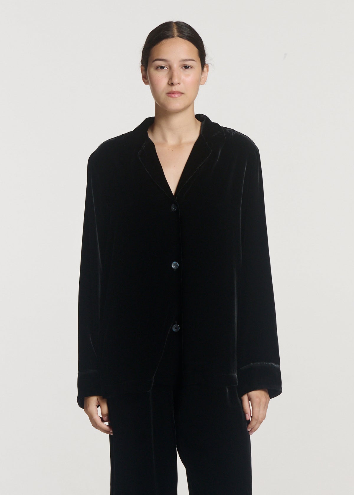 Calabasas Shirt Black Silk Velvet