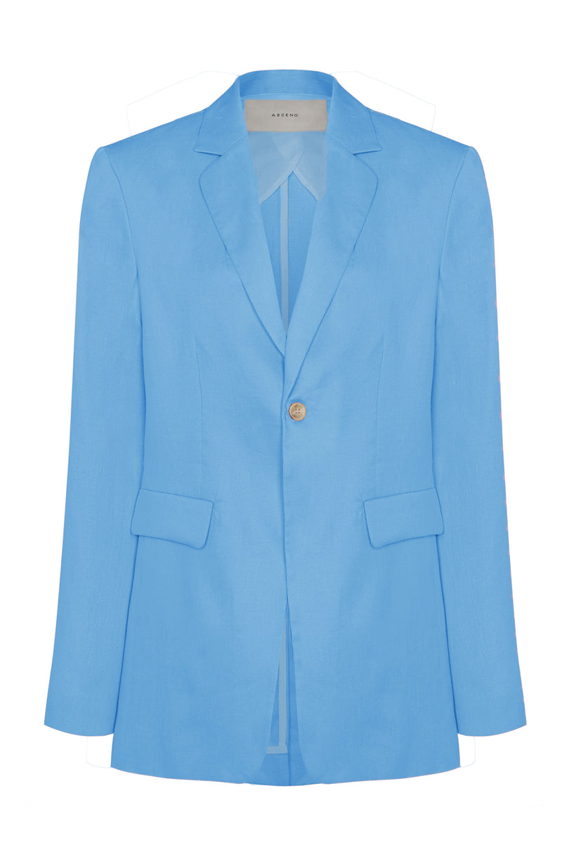Azores Jacket Cornflower Blue Heavy Linen