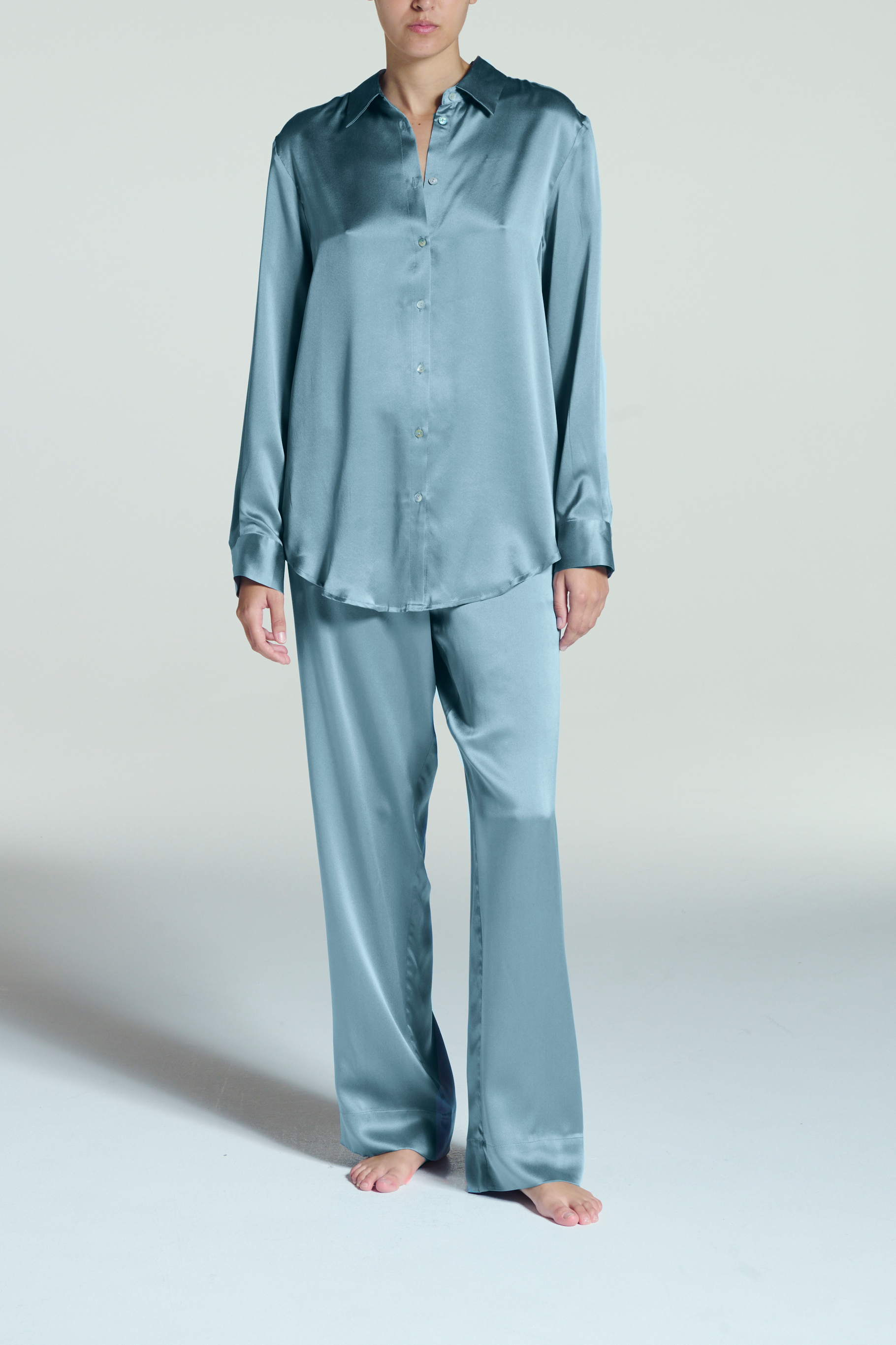 London Shirt Dust Blue Silk