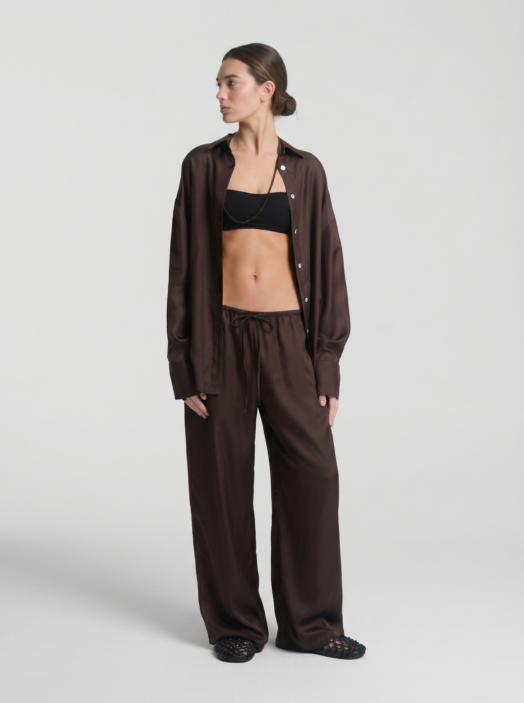 Georgia Shirt Espresso Silk Twill