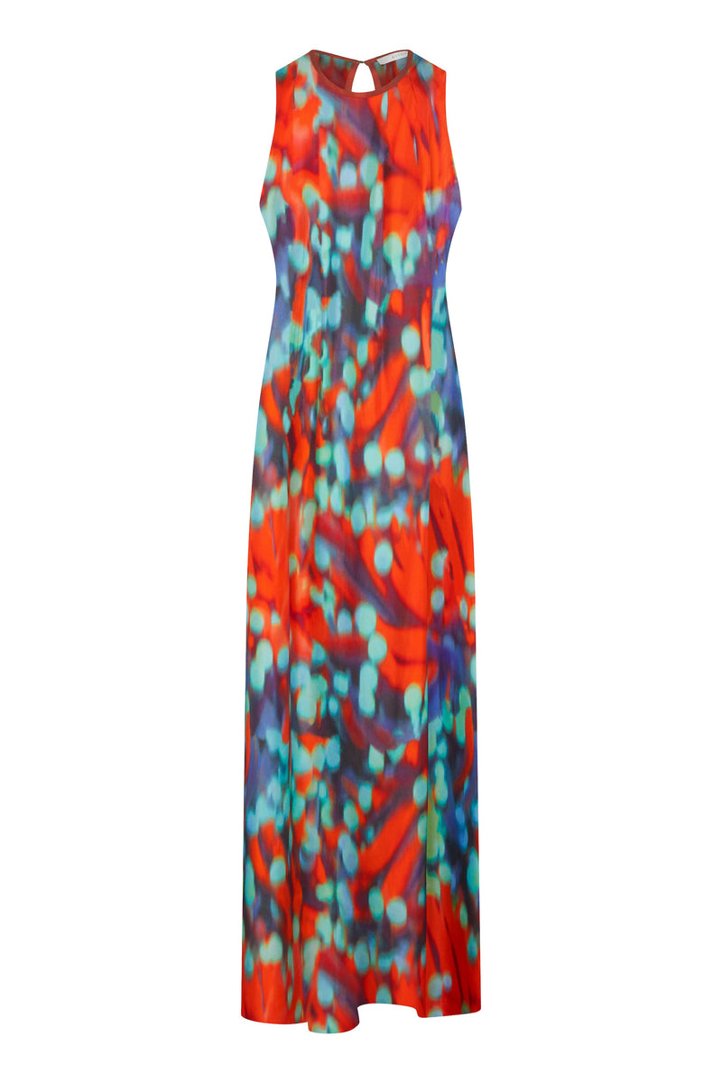 Valencia Wobble Print Silk Twill Long Dress