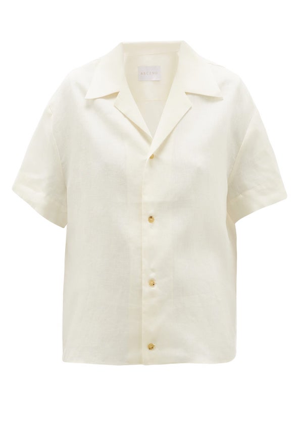 Cream short sleeve linen shirt 